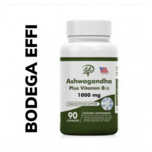 ASHAWAGANDA (BODEGA  E) (GINSENG INDIO) + B12 X 90 CAPSULAS